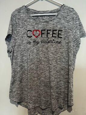 Apt. 9 Gray Graphic Tee with Red Heart Accent